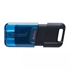 Kingston Technology DataTraveler 80 M USB флеш накопитель 64 GB USB Type-C 3.2 Gen 1 (3.1 Gen 1) Черный, Синий