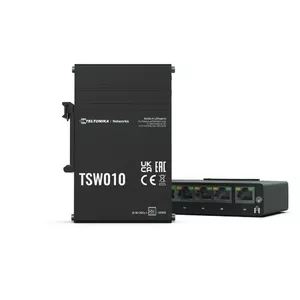 Teltonika TSW010 DIN Rain Switch 5 x Fast Ethernet (10/100) Power over Ethernet (PoE) Melns