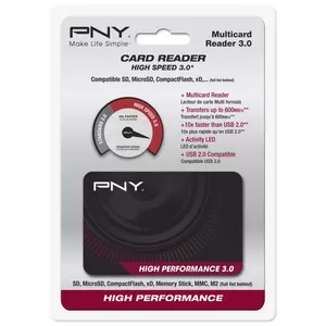 PNY High Performance Reader 3.0 кардридер USB 3.2 Gen 1 (3.1 Gen 1) Черный