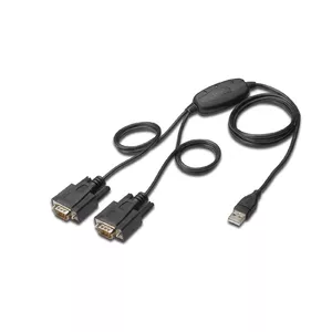 Digitus USB 2.0 - 2x RS-232 кабель последовательной связи Черный 1,5 m USB тип-A DB-9