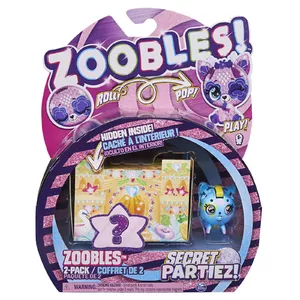 Zoobles Animal 2-Pack, Princess Beach Bash with Exclusive Transforming Collectible Figures and Pop-up Party Box, Kids Toys for Girls Ages 5 and up