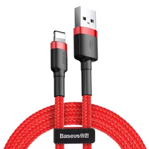 Кабель Baseus Cafule USB-Lightning 2,4 А, 1 м Черный, Красный