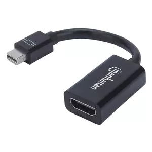 Manhattan Mini DisplayPort 1.2 to HDMI Adapter Cable, 1080p@60Hz, 12cm, Male to Female, Black, Equivalent to Startech MDP2HDMI, Three Year Warranty, Polybag