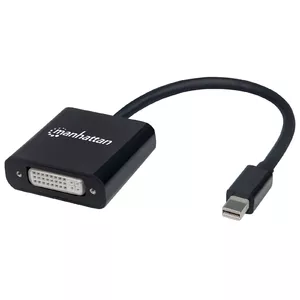 Manhattan Mini DisplayPort 1.2a to DVI-I Dual-Link Adapter Cable (Clearance Pricing), 4K@30Hz, Active, 19.5cm, Male to Female, Compatible with DVD-D, Black, Three Year Warranty, Polybag