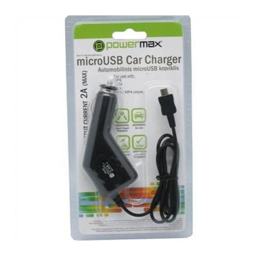 PowerMax Car Charger PPC005 12-24V>5V2A microUSB, for Smartphones, GPS (Garmin) Powermax