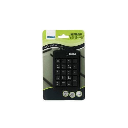 4World USB Numeric Keypad Super mini with retractable cable